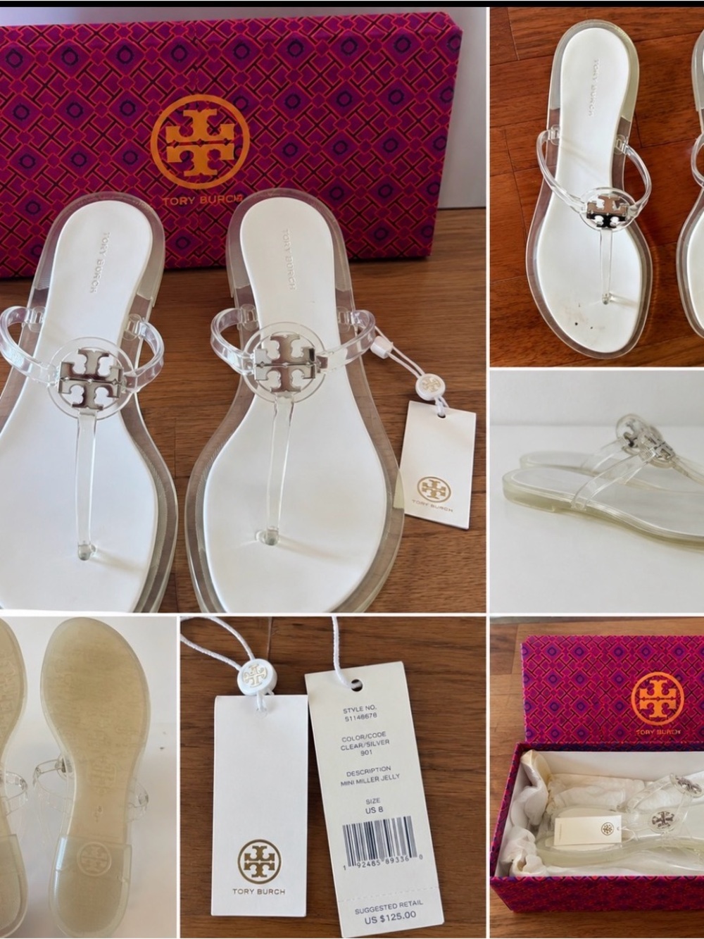 Tory Burch Clear Miller Jelly Thong Sandals - White Footbed